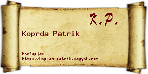 Koprda Patrik névjegykártya